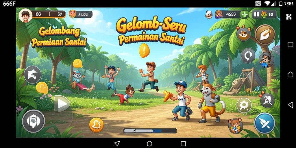 Tampilan gameplay 666F yang cerah dan menarik.