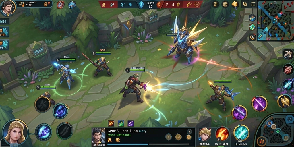 Tampilan gameplay seru dalam pertempuran strategis MOBA F7F7.