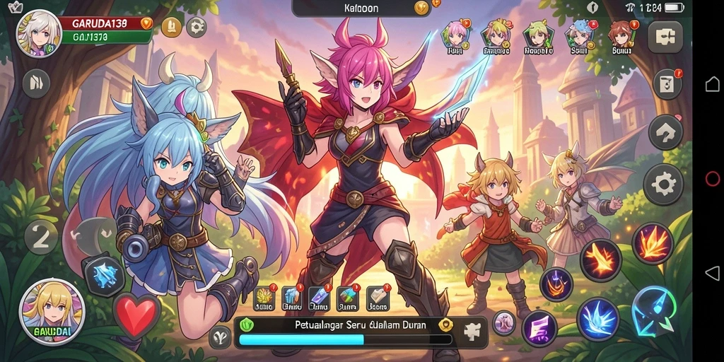 Tampilan utama gameplay GARUDA138 dengan karakter anime yang menarik.