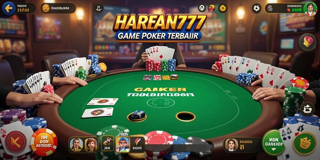 Tampilan gameplay Poker seru di HARAPAN777 dengan teman-teman.