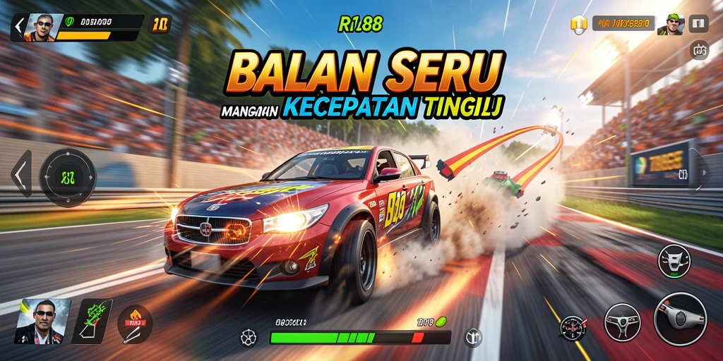 Tangkapan layar gameplay RI188 yang menampilkan balapan intens.
